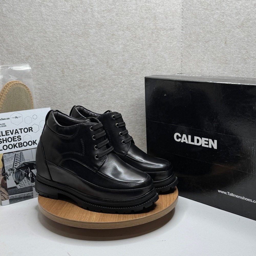 Calden‎ 5.2 in Elevator Shoes Height Increasing Lace Up Shoes boots Black US 7.5